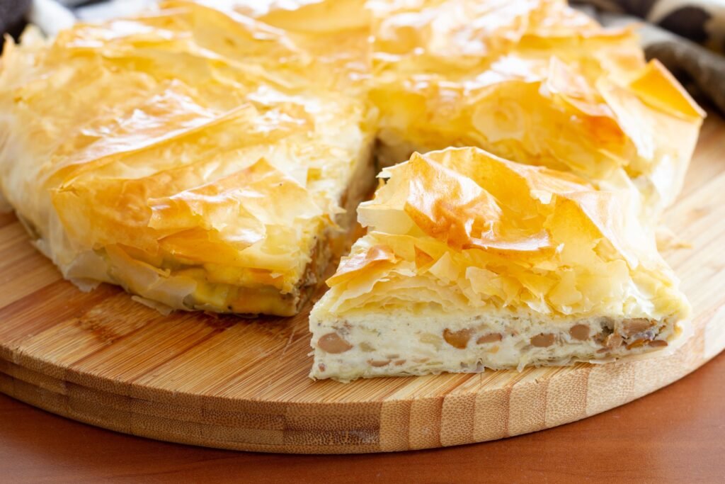 Przepis na tartę filo z kurkami