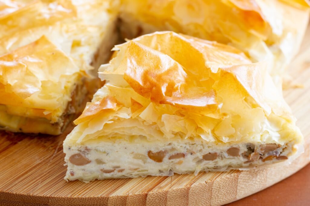 Przepis na tartę filo z kurkami