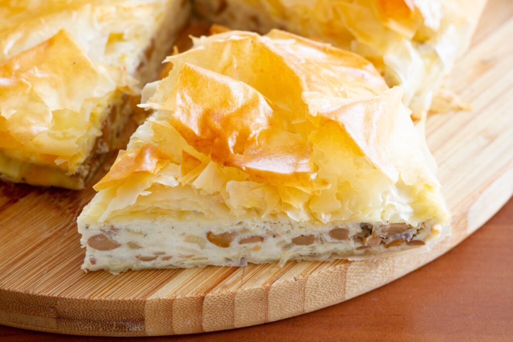 Przepis na tartę filo z kurkami